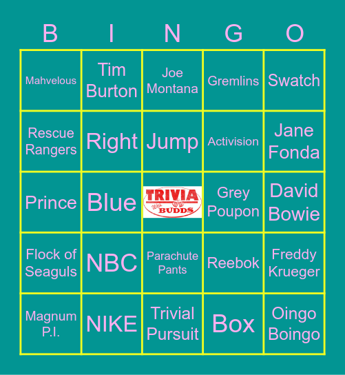 80s Trivia BINGO Card