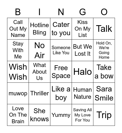 Music Bingo 2020 Bingo Card