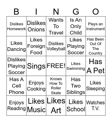 People Bingo! Find Someone Who... Bingo Card