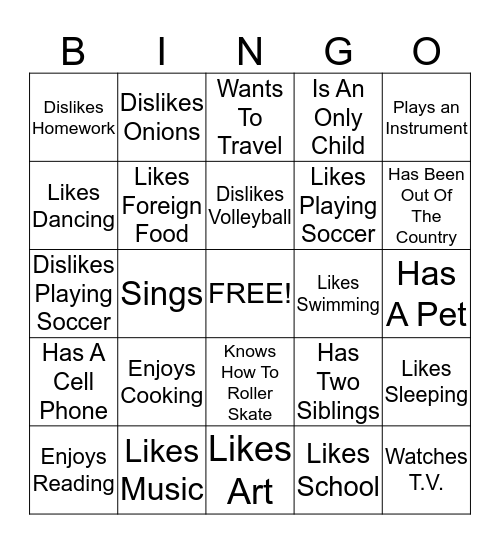 People Bingo! Find Someone Who... Bingo Card