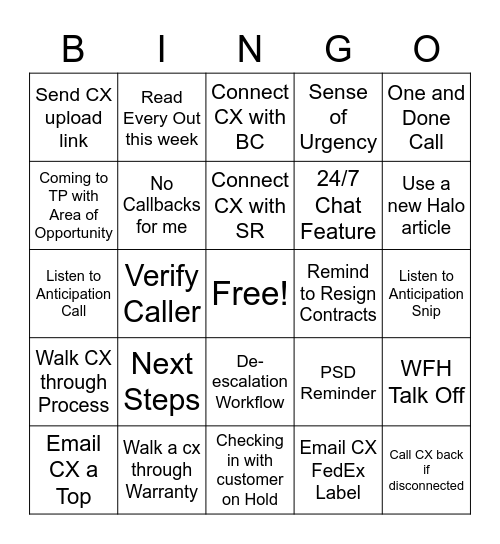 Anticipation Bingo Card