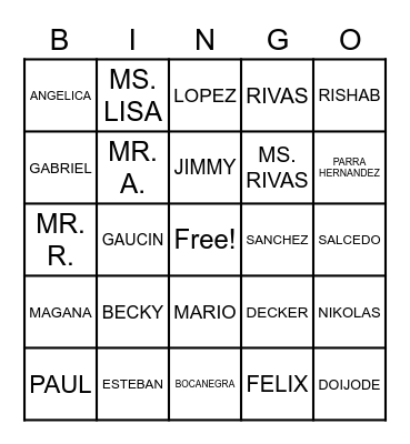 END  OF  E.S.Y.  2021 Bingo Card