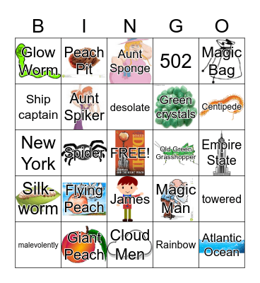 James and The Giant Peach Bingo Card