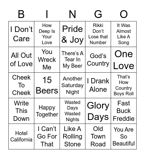 Music Bingo 62 Bingo Card