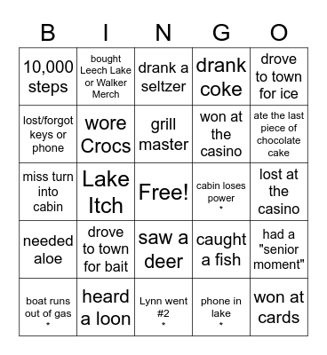 Leech Lake Bingo Card