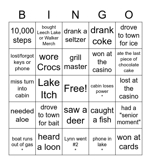 Leech Lake Bingo Card