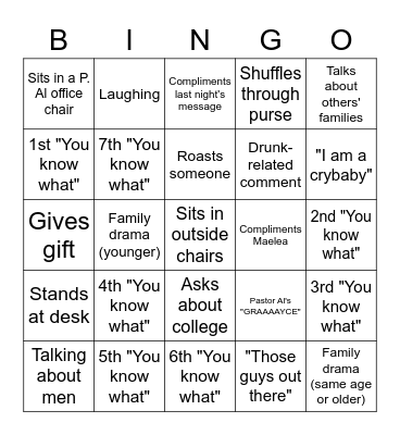 Grace Bingo Card
