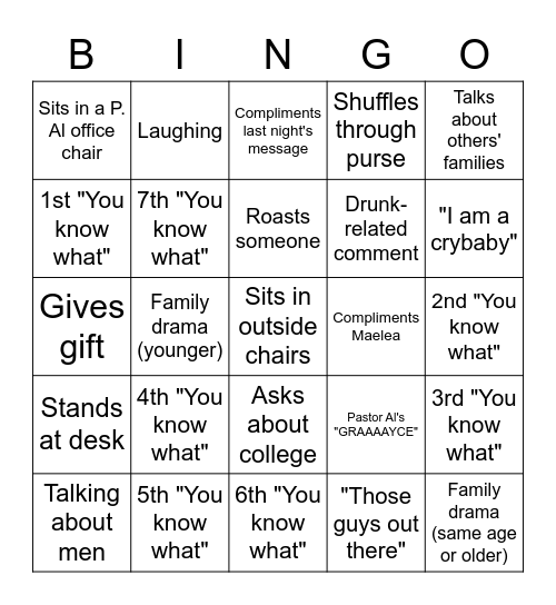 Grace Bingo Card