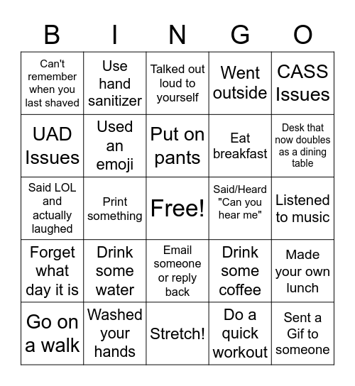 Honda Bingo Card