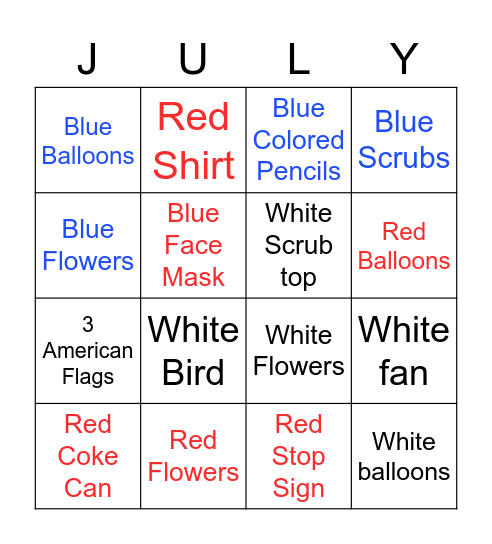 4th of July Scavenger Hunt! Bingo Card