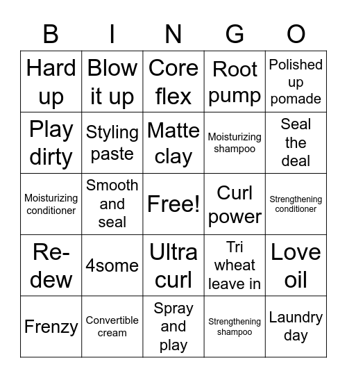 Sexy Hair Bingo Card