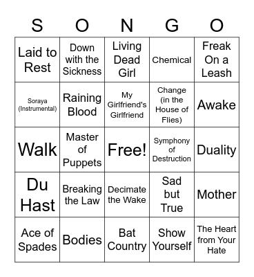 All Things Heavy Bingo Card