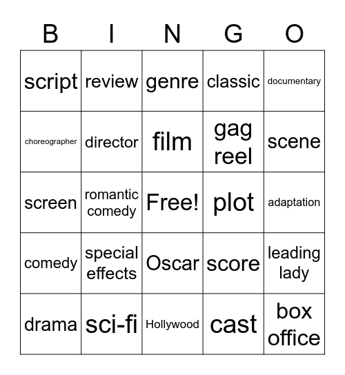 Movie and Film Vocab_ESL Bingo Card