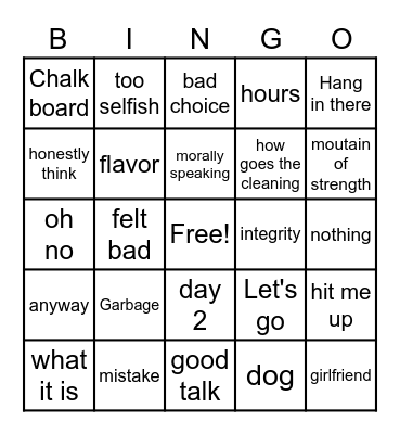 The Good Place Bingo Card