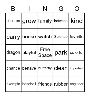 Summer Camp BINGO Card