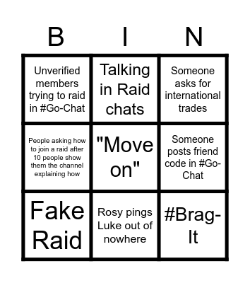 PoGo Raids Bingo Card