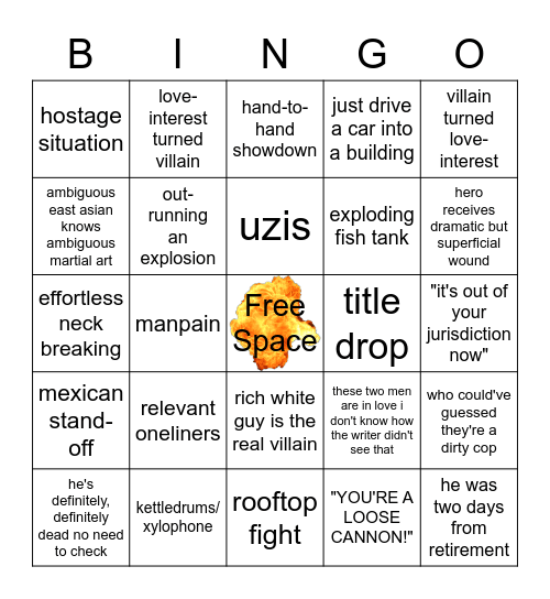 ACTION MOVIE SUMMER Bingo Card