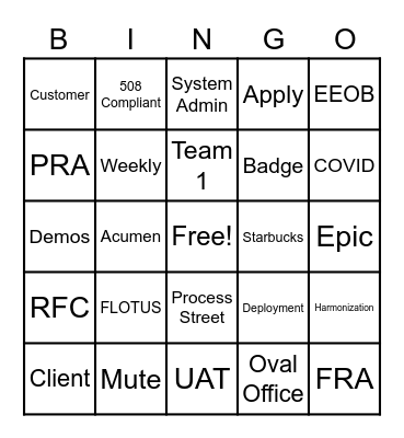 EOP Stand Down Bingo Card