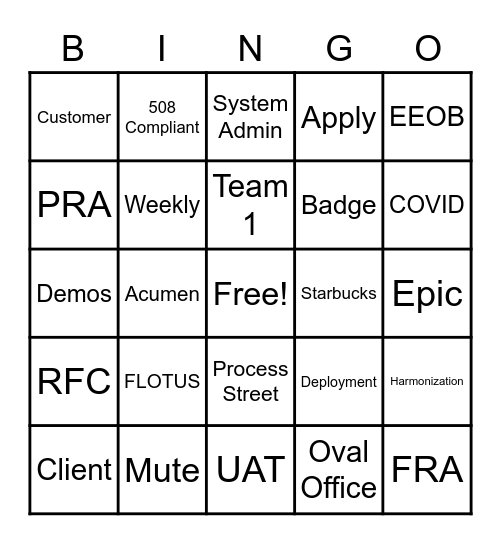 EOP Stand Down Bingo Card