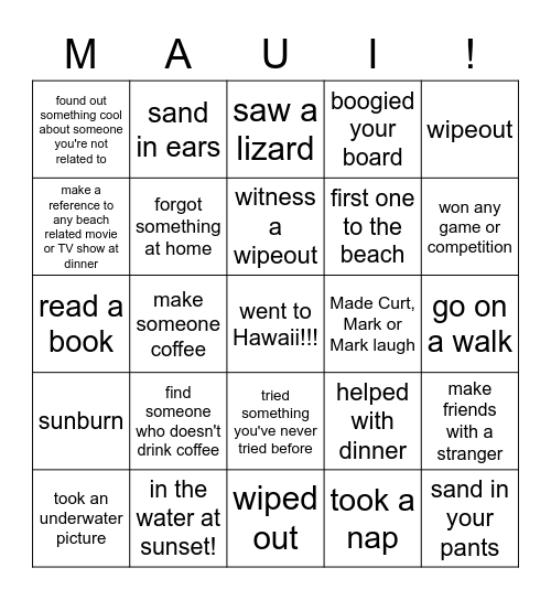 HAWAII BINGO 2021!! Bingo Card