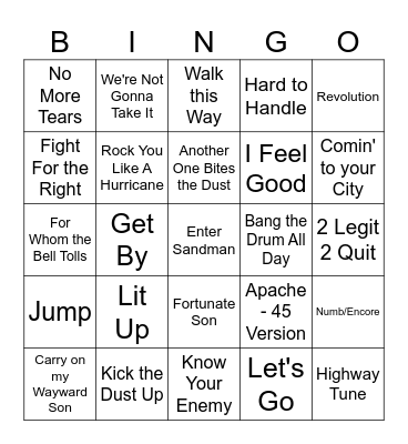 Hoosier Nation Stadium Rock Bingo Card
