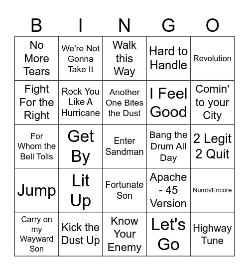 Hoosier Nation Stadium Rock Bingo Card