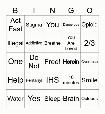 Health Matters Bingo Card