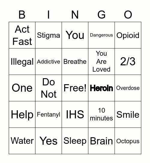 Health Matters Bingo Card