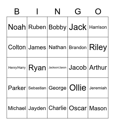 Kate's Full English Bingo Card