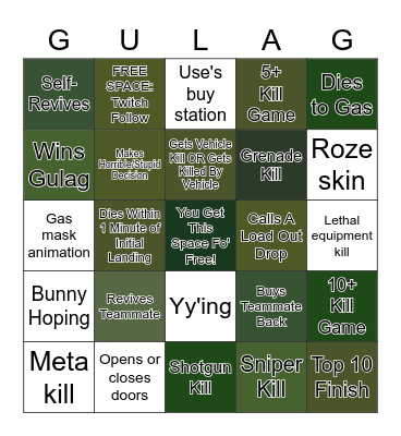 KCR_Stotch CoD Warzone Bingo Card