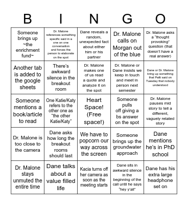 Duke Engage Bingo! Bingo Card