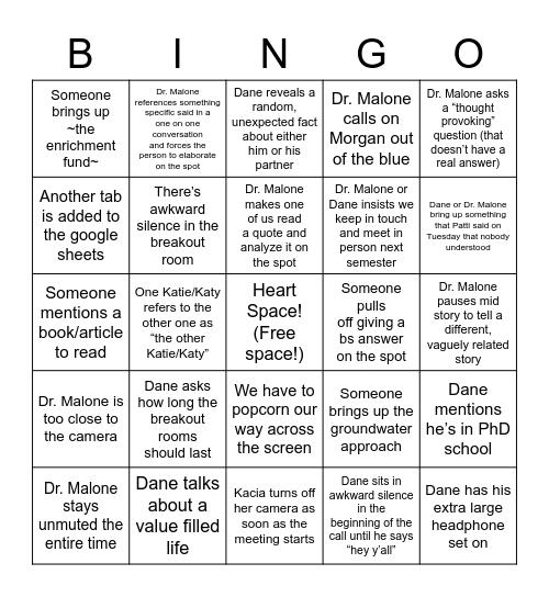 Duke Engage Bingo! Bingo Card