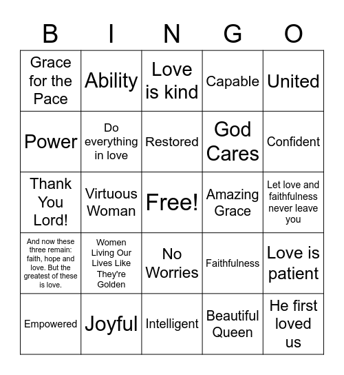 Mayo Women's Celebration Weekend Bingo Card