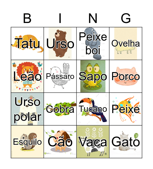 Bingo - animais! Bingo Card