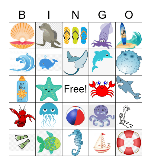 Down by the Seashore Bingo Card