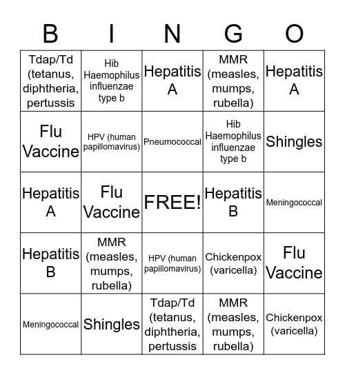 Vaccine BINGO! Bingo Card