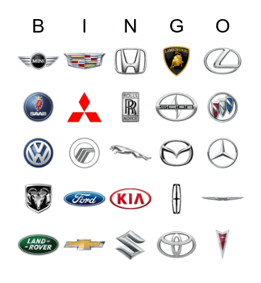 45 Automobile Logos Bingo Game Bingo Card