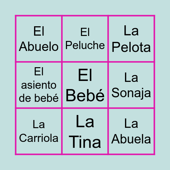 Baby Shower Yuli Bingo Card