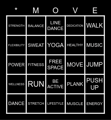 MOVE with Celeste * KIDSmove Bingo Card