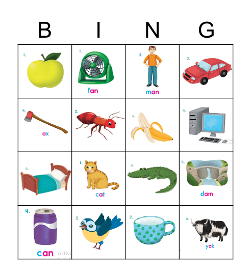 A AM AN Bingo Card