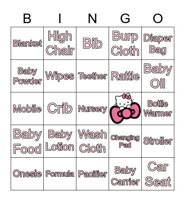 Amanda's Baby Shower Bingo Card