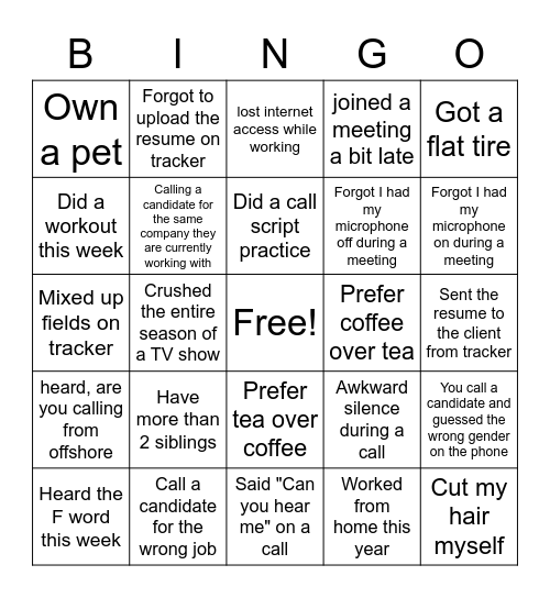 PHH - Bingo Party Bingo Card