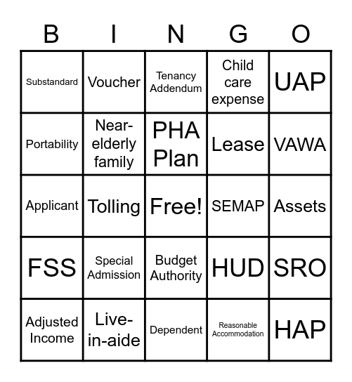 HCV Bingo Card