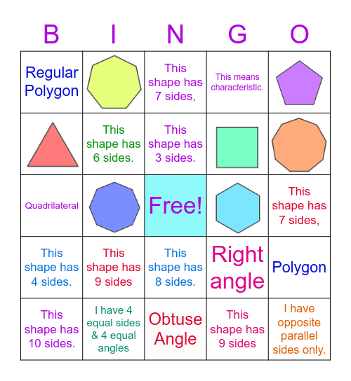 Polygon and Quadrilateral Bingo! Bingo Card