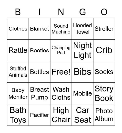 Baby Bingo Card