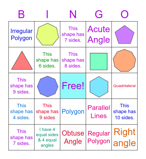 Polygon and Quadrilateral Bingo! Bingo Card