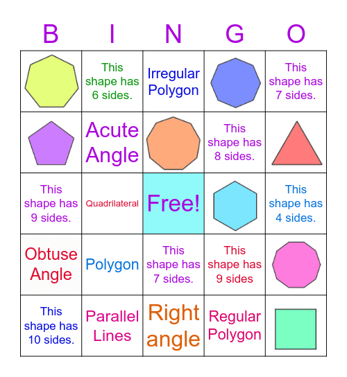 Polygon and Quadrilateral Bingo! Bingo Card