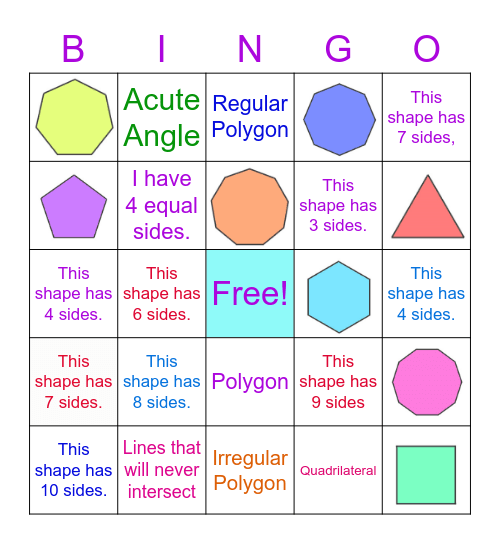 Polygon and Quadrilateral Bingo! Bingo Card