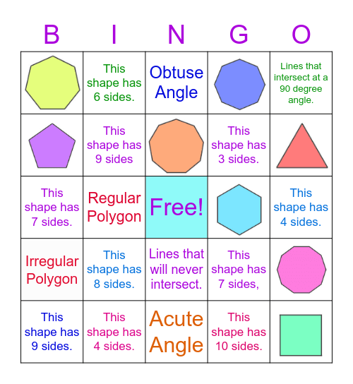 Polygon and Quadrilateral Bingo! Bingo Card