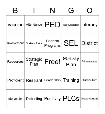 ADMIN RETREAT BINGO Card